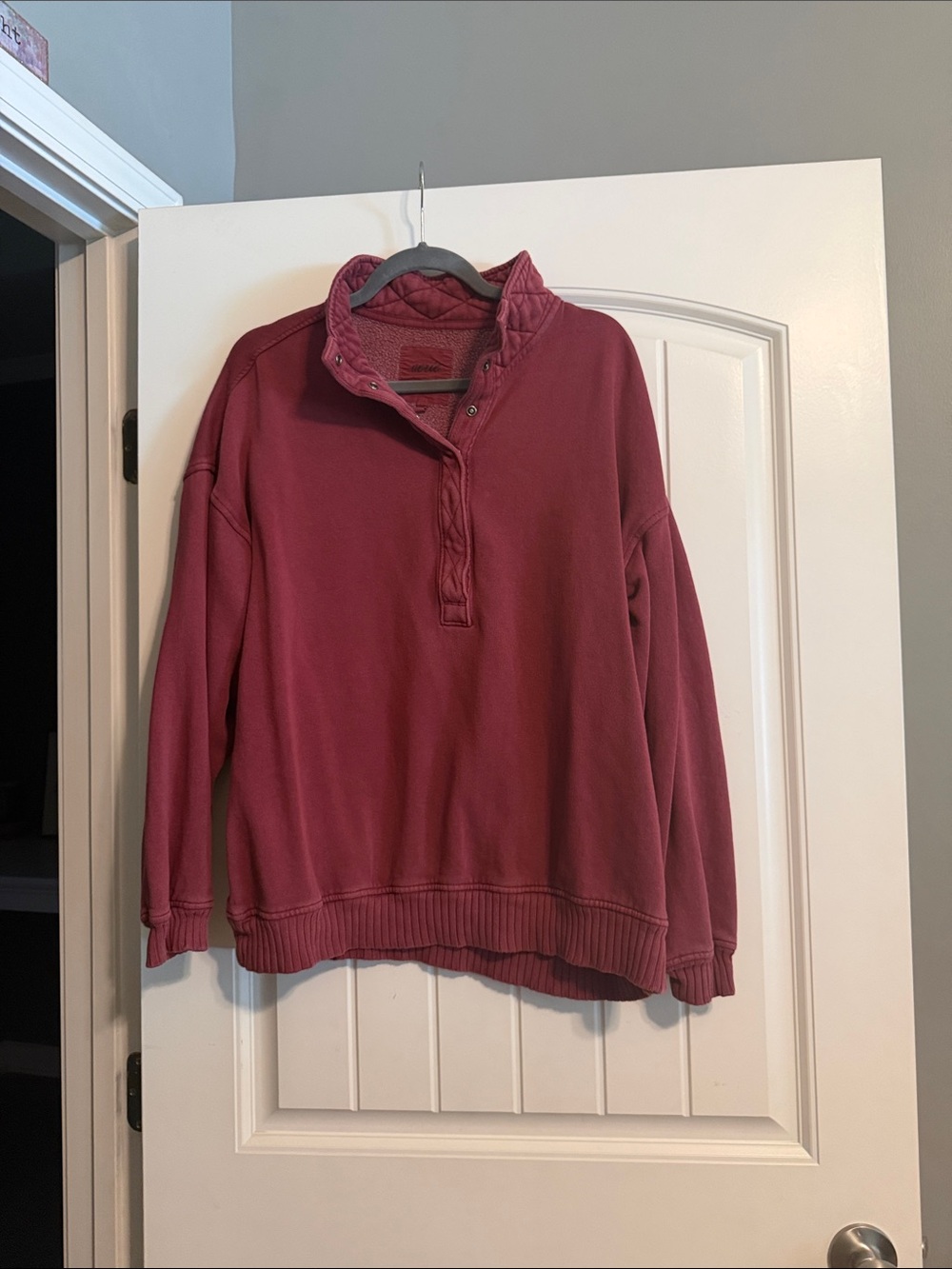 aerie Quilted Snap-Neck Pullover Sweater